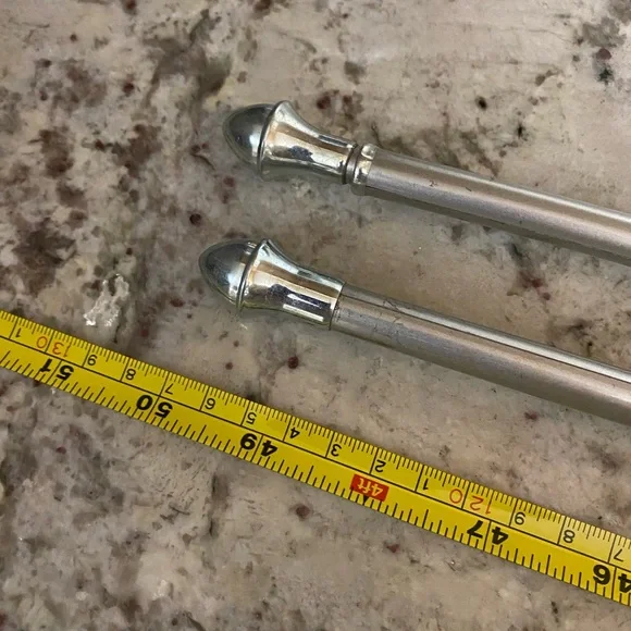 EUC 3 cafe curtain rods-silver-see photo for measurement and extension - Picture 2 of 3